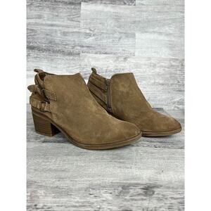 Sonoma Womens Sonya Brown Suede Ankle Boots Size 6.5 With Block Heel